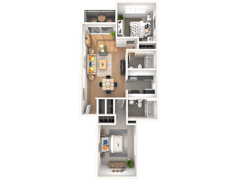 Floor plan for 2 beds, 2 baths, 771 sqft